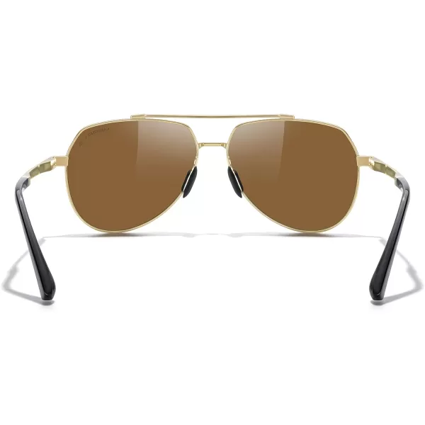MERRYS Men Classic Pilot Sunglasses for Men Women  Polarized Driving Sun glasses Mirrored Lens UV 400 Protection 58 MMAgold FrameBrown Lens