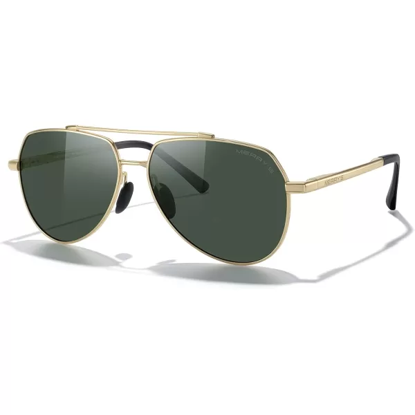 MERRYS Men Classic Pilot Sunglasses for Men Women  Polarized Driving Sun glasses Mirrored Lens UV 400 Protection 58 MMAgold FrameG15 Lens