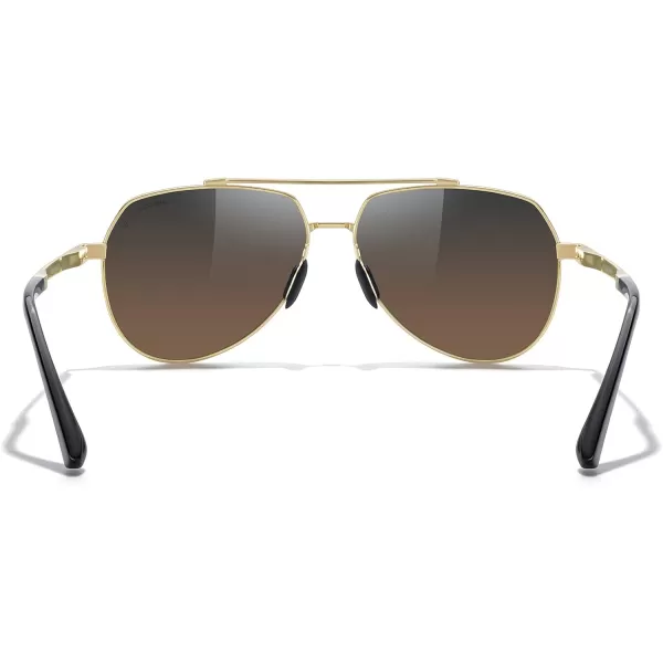 MERRYS Men Classic Pilot Sunglasses for Men Women  Polarized Driving Sun glasses Mirrored Lens UV 400 Protection 58 MMAgold FrameGray Brown Lens