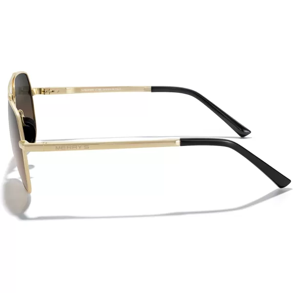 MERRYS Men Classic Pilot Sunglasses for Men Women  Polarized Driving Sun glasses Mirrored Lens UV 400 Protection 58 MMAgold FrameGray Brown Lens