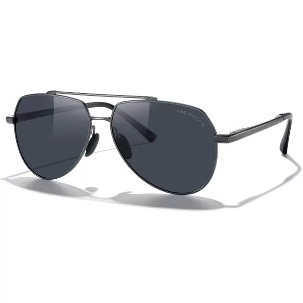 MERRYS Men Classic Pilot Sunglasses for Men Women  Polarized Driving Sun glasses Mirrored Lens UV 400 Protection 58 MMAgray FrameBlack Lens