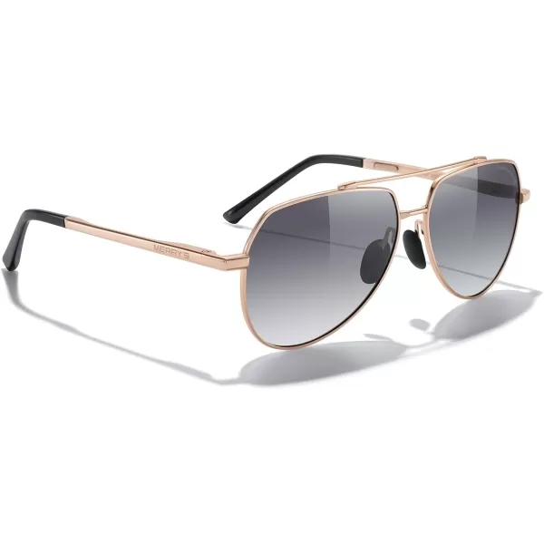 MERRYS Men Classic Pilot Sunglasses for Men Women  Polarized Driving Sun glasses Mirrored Lens UV 400 Protection 58 MMArose Gold FrameBlack Gradient Lens