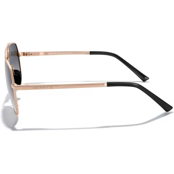 MERRYS Men Classic Pilot Sunglasses for Men Women  Polarized Driving Sun glasses Mirrored Lens UV 400 Protection 58 MMArose Gold FrameBlack Gradient Lens