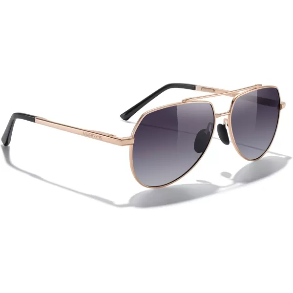 MERRYS Men Classic Pilot Sunglasses for Men Women  Polarized Driving Sun glasses Mirrored Lens UV 400 Protection 58 MMArose Gold FramePurple Gradient Lens