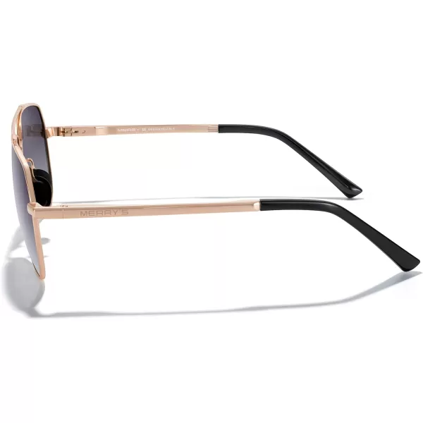 MERRYS Men Classic Pilot Sunglasses for Men Women  Polarized Driving Sun glasses Mirrored Lens UV 400 Protection 58 MMArose Gold FramePurple Gradient Lens