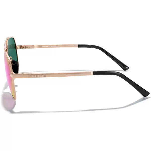 MERRYS Men Classic Pilot Sunglasses for Men Women  Polarized Driving Sun glasses Mirrored Lens UV 400 Protection 58 MMArose Gold FrameRose Red Mirror Lens