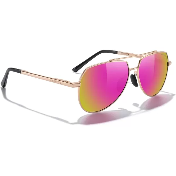 MERRYS Men Classic Pilot Sunglasses for Men Women  Polarized Driving Sun glasses Mirrored Lens UV 400 Protection 58 MMArose Gold FrameRose Red Mirror Lens