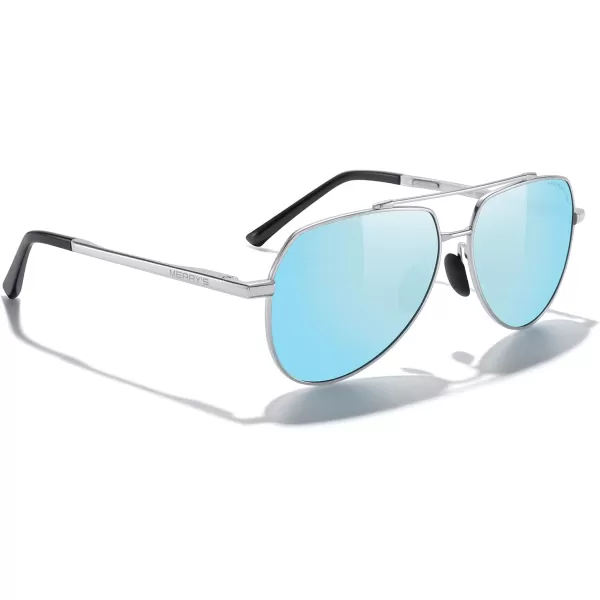 MERRYS Men Classic Pilot Sunglasses for Men Women  Polarized Driving Sun glasses Mirrored Lens UV 400 Protection 58 MMAsilver FrameBlue Mirror Lens