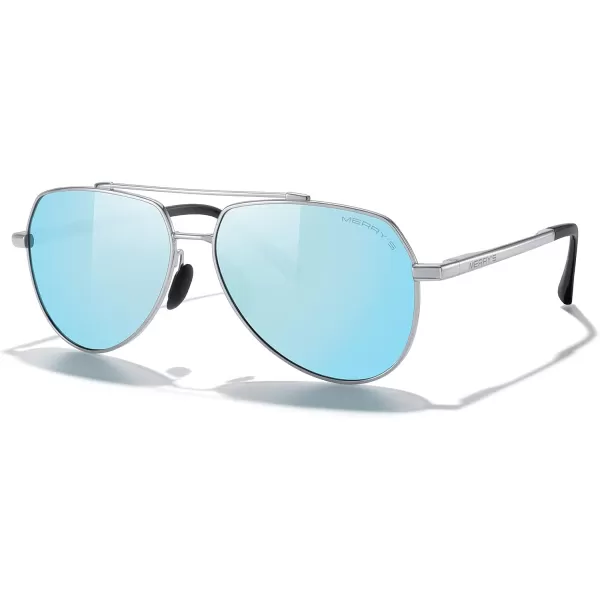 MERRYS Men Classic Pilot Sunglasses for Men Women  Polarized Driving Sun glasses Mirrored Lens UV 400 Protection 58 MMAsilver FrameBlue Mirror Lens