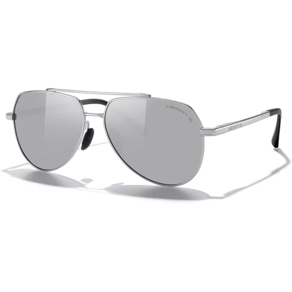 MERRYS Men Classic Pilot Sunglasses for Men Women  Polarized Driving Sun glasses Mirrored Lens UV 400 Protection 58 MMAsilver FrameSilver
