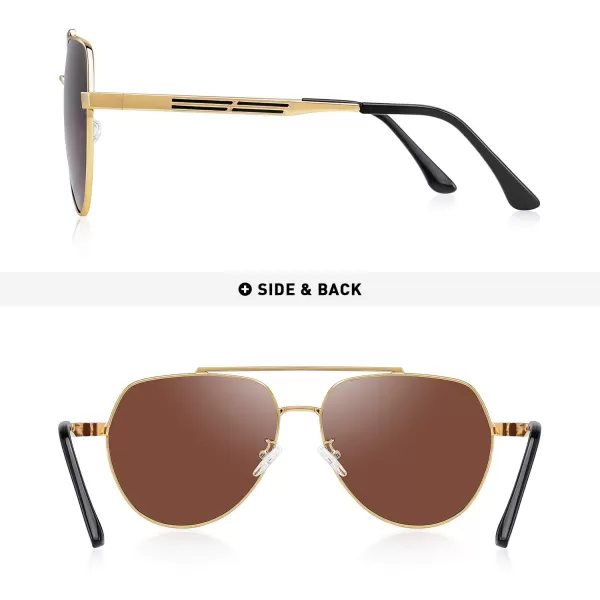 MERRYS Men Classic Pilot Sunglasses for Men Women  Polarized Driving Sun glasses Mirrored Lens UV 400 Protection 58 MMZgoldbrown