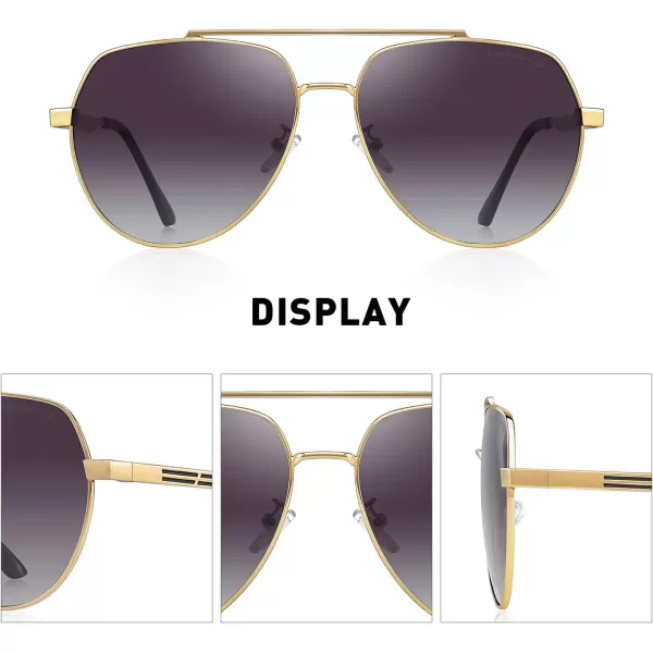MERRYS Men Classic Pilot Sunglasses for Men Women  Polarized Driving Sun glasses Mirrored Lens UV 400 Protection 58 MMZgoldgray