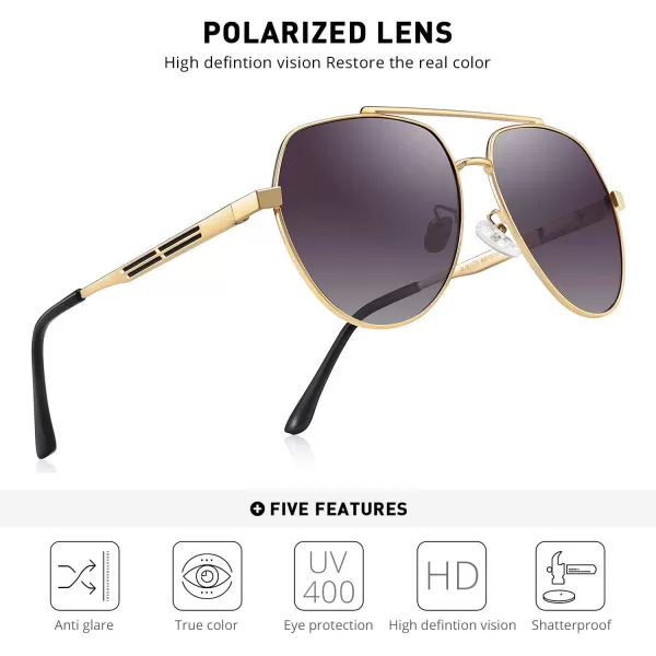 MERRYS Men Classic Pilot Sunglasses for Men Women  Polarized Driving Sun glasses Mirrored Lens UV 400 Protection 58 MMZgoldgray