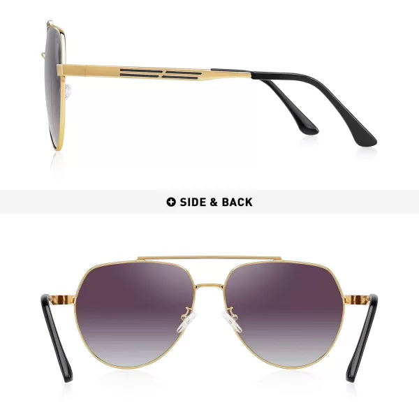 MERRYS Men Classic Pilot Sunglasses for Men Women  Polarized Driving Sun glasses Mirrored Lens UV 400 Protection 58 MMZgoldgray