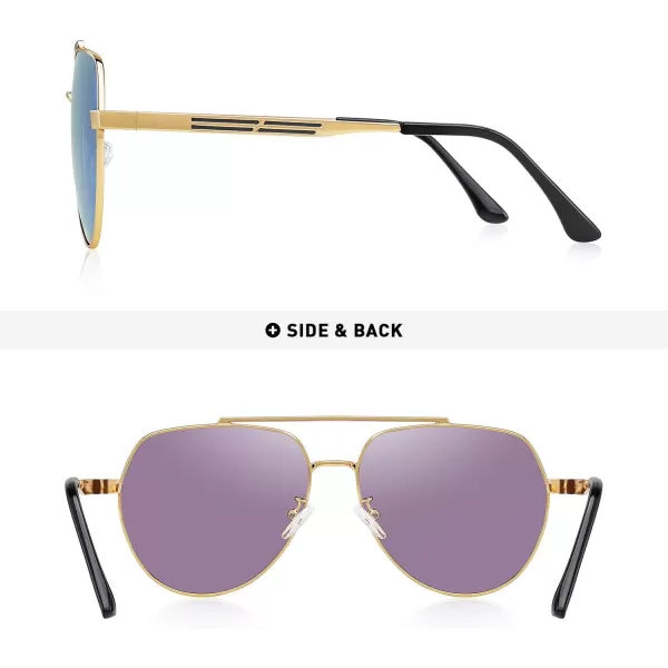 MERRYS Men Classic Pilot Sunglasses for Men Women  Polarized Driving Sun glasses Mirrored Lens UV 400 Protection 58 MMZgoldgreen