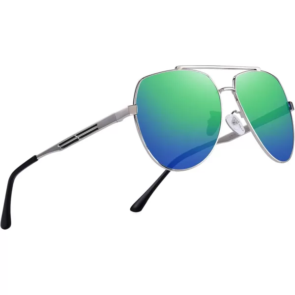 MERRYS Men Classic Pilot Sunglasses for Men Women  Polarized Driving Sun glasses Mirrored Lens UV 400 Protection 58 MMZgreen Mirror