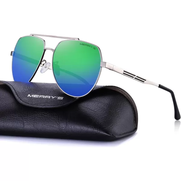 MERRYS Men Classic Pilot Sunglasses for Men Women  Polarized Driving Sun glasses Mirrored Lens UV 400 Protection 58 MMZgreen Mirror
