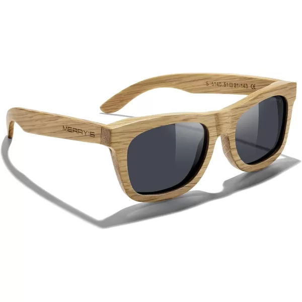 MERRYS Men Wooden Polarized Sunglasses 100 UV vintage Eyewear S5140Black