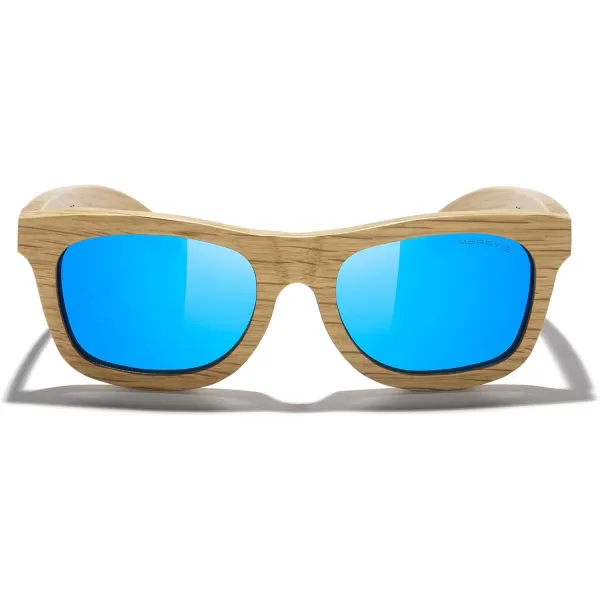 MERRYS Men Wooden Polarized Sunglasses 100 UV vintage Eyewear S5140Blue
