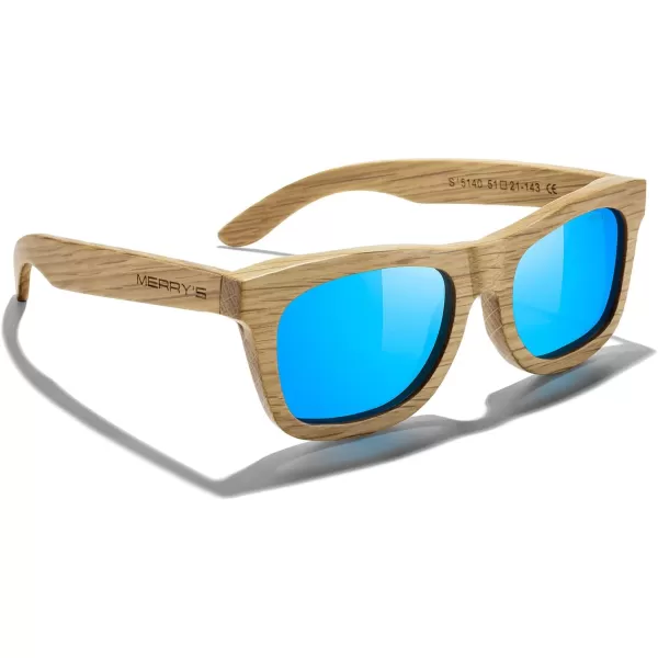 MERRYS Men Wooden Polarized Sunglasses 100 UV vintage Eyewear S5140Blue