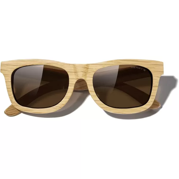 MERRYS Men Wooden Polarized Sunglasses 100 UV vintage Eyewear S5140Brown