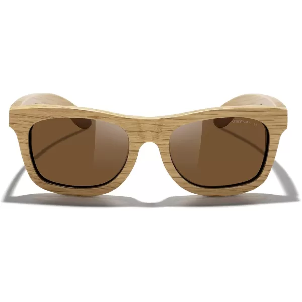 MERRYS Men Wooden Polarized Sunglasses 100 UV vintage Eyewear S5140Brown