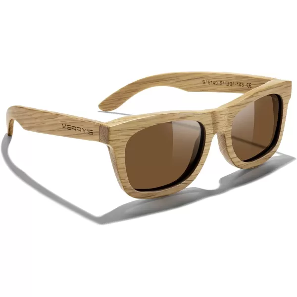 MERRYS Men Wooden Polarized Sunglasses 100 UV vintage Eyewear S5140Brown