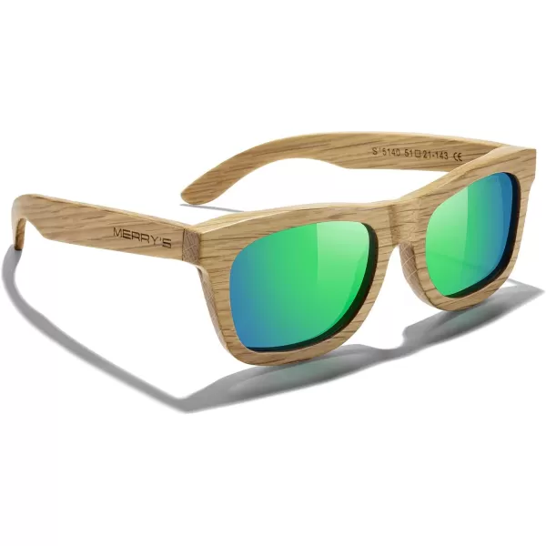 MERRYS Men Wooden Polarized Sunglasses 100 UV vintage Eyewear S5140Green