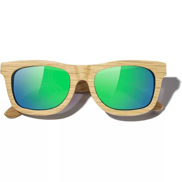 MERRYS Men Wooden Polarized Sunglasses 100 UV vintage Eyewear S5140Green