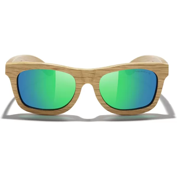 MERRYS Men Wooden Polarized Sunglasses 100 UV vintage Eyewear S5140Green