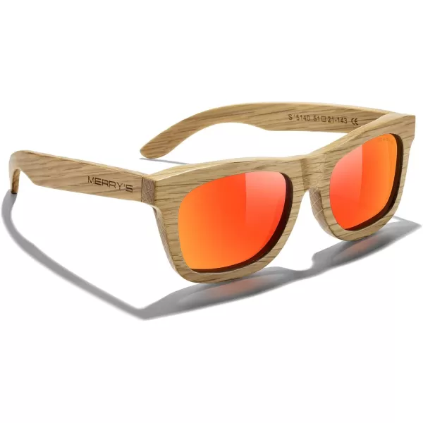 MERRYS Men Wooden Polarized Sunglasses 100 UV vintage Eyewear S5140Red