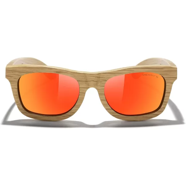 MERRYS Men Wooden Polarized Sunglasses 100 UV vintage Eyewear S5140Red