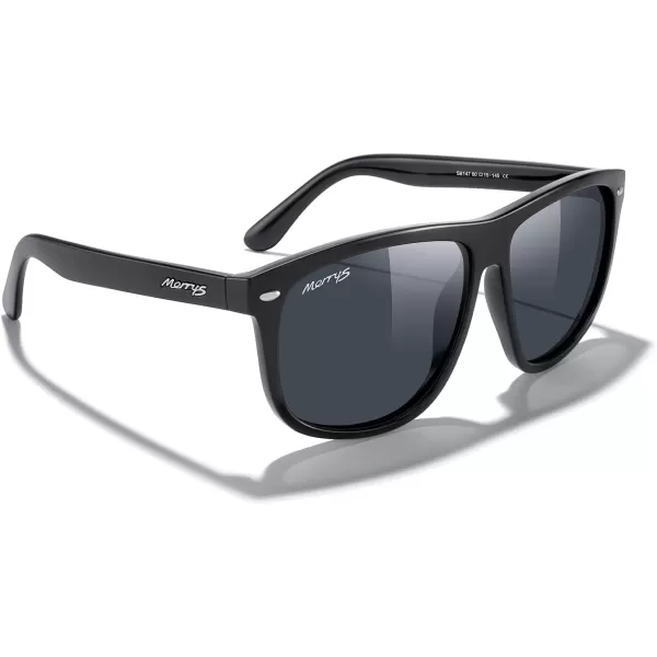 MERRYS Mens Oversized Square Polarized Sunglasses for Driving Fishing Golfing UV400 Protection S8147Black FrameBlack Lens