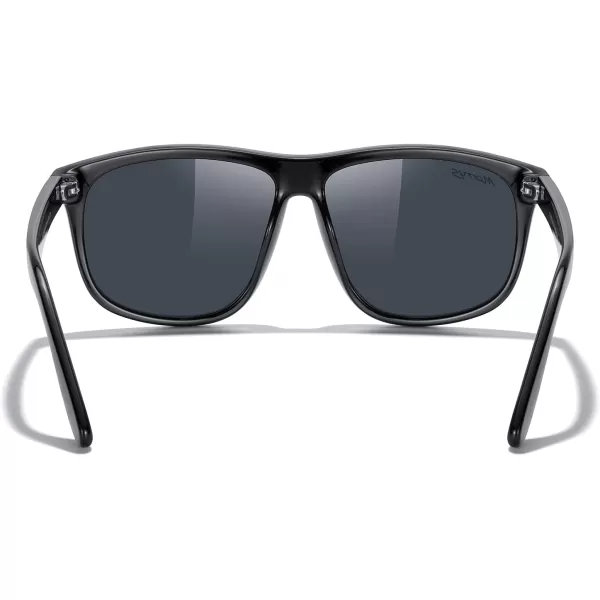 MERRYS Mens Oversized Square Polarized Sunglasses for Driving Fishing Golfing UV400 Protection S8147Black FrameBlack Lens