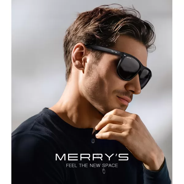 MERRYS Mens Oversized Square Polarized Sunglasses for Driving Fishing Golfing UV400 Protection S8147Black FrameBlack Lens