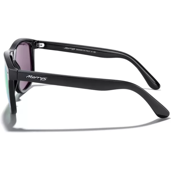 MERRYS Mens Oversized Square Polarized Sunglasses for Driving Fishing Golfing UV400 Protection S8147Black FrameGreen Mirror Lens