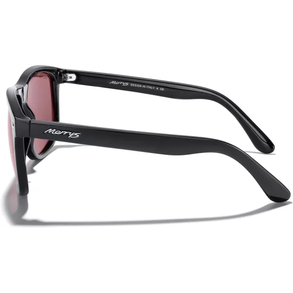 MERRYS Mens Oversized Square Polarized Sunglasses for Driving Fishing Golfing UV400 Protection S8147Black FrameRed Lens