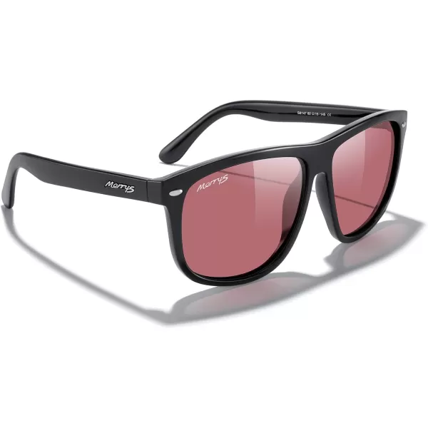 MERRYS Mens Oversized Square Polarized Sunglasses for Driving Fishing Golfing UV400 Protection S8147Black FrameRed Lens