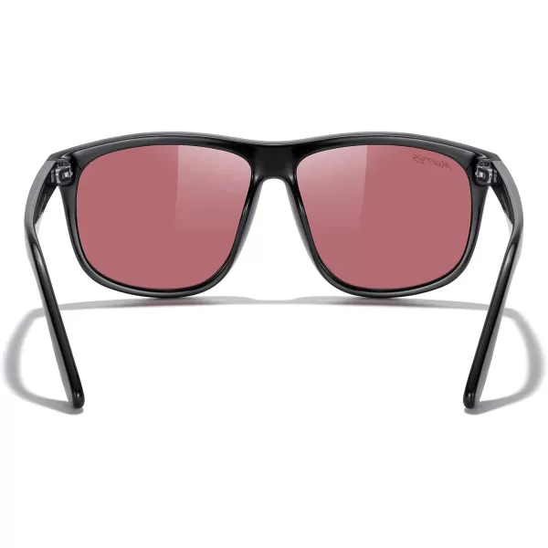 MERRYS Mens Oversized Square Polarized Sunglasses for Driving Fishing Golfing UV400 Protection S8147Black FrameRed Lens
