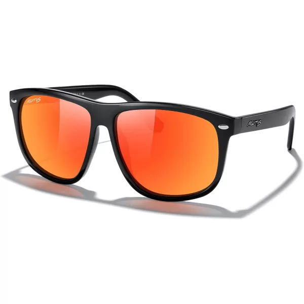 MERRYS Mens Oversized Square Polarized Sunglasses for Driving Fishing Golfing UV400 Protection S8147Black FrameRed Mirror Lens