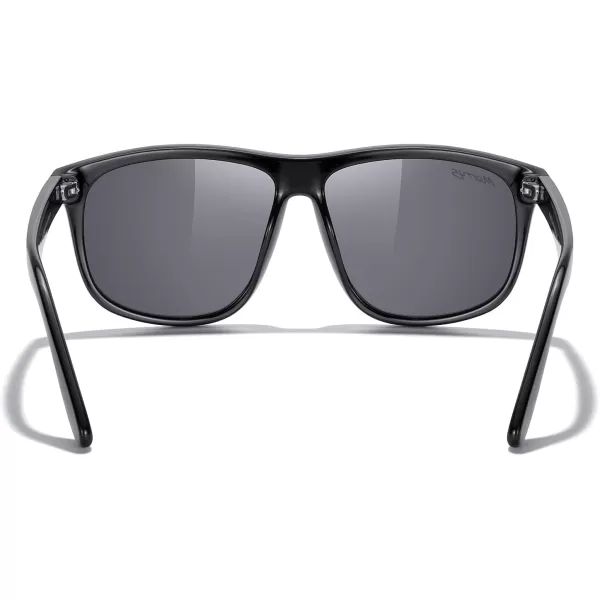 MERRYS Mens Oversized Square Polarized Sunglasses for Driving Fishing Golfing UV400 Protection S8147Black FrameSilver Mirror Lens
