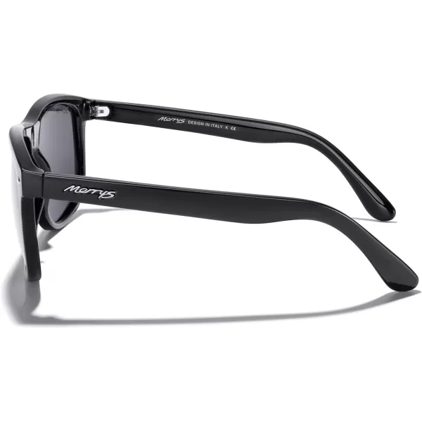 MERRYS Mens Oversized Square Polarized Sunglasses for Driving Fishing Golfing UV400 Protection S8147Black FrameSilver Mirror Lens