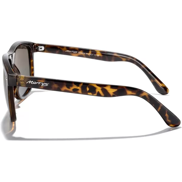 MERRYS Mens Oversized Square Polarized Sunglasses for Driving Fishing Golfing UV400 Protection S8147Leopard FrameBrown Gradient Lens
