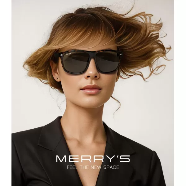 MERRYS Mens Oversized Square Polarized Sunglasses for Driving Fishing Golfing UV400 Protection S8147Leopard FrameBrown Lens