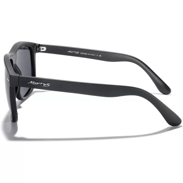 MERRYS Mens Oversized Square Polarized Sunglasses for Driving Fishing Golfing UV400 Protection S8147Matte Black FrameBlack Lens