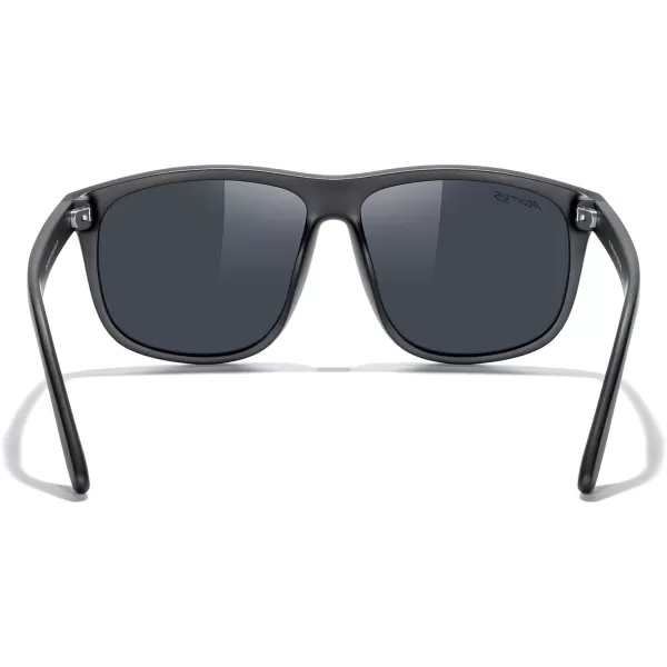 MERRYS Mens Oversized Square Polarized Sunglasses for Driving Fishing Golfing UV400 Protection S8147Matte Black FrameBlack Lens
