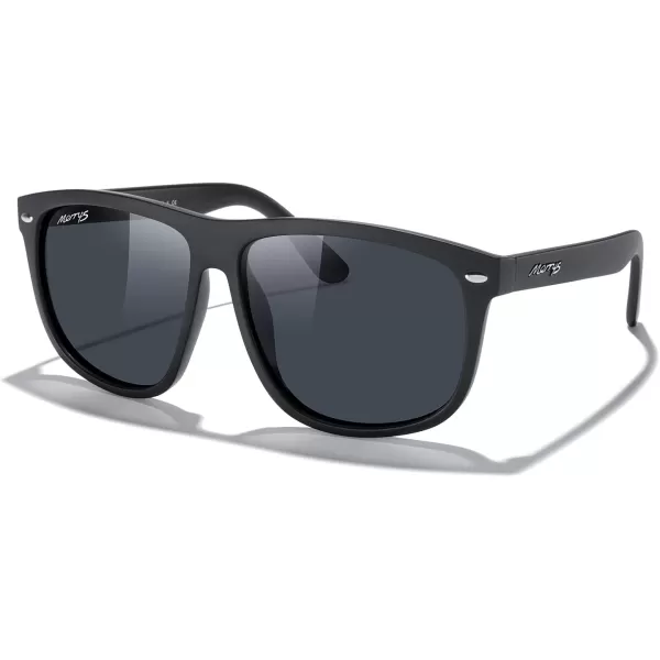 MERRYS Mens Oversized Square Polarized Sunglasses for Driving Fishing Golfing UV400 Protection S8147Matte Black FrameBlack Lens