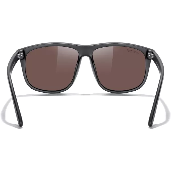 MERRYS Mens Oversized Square Polarized Sunglasses for Driving Fishing Golfing UV400 Protection S8147Matte Black FrameBlue Mirror Lens