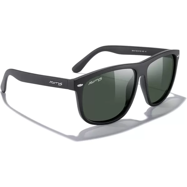 MERRYS Mens Oversized Square Polarized Sunglasses for Driving Fishing Golfing UV400 Protection S8147Matte Black FrameG15 Lens