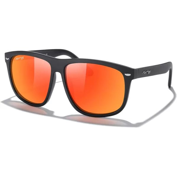 MERRYS Mens Oversized Square Polarized Sunglasses for Driving Fishing Golfing UV400 Protection S8147Matte Black FrameRed Mirror Lens